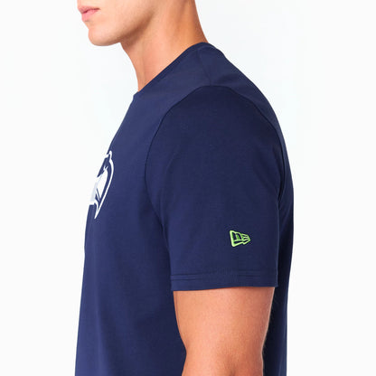The Male model is wearing Seattle Seahawks NFL Navy T-Shirt 5
