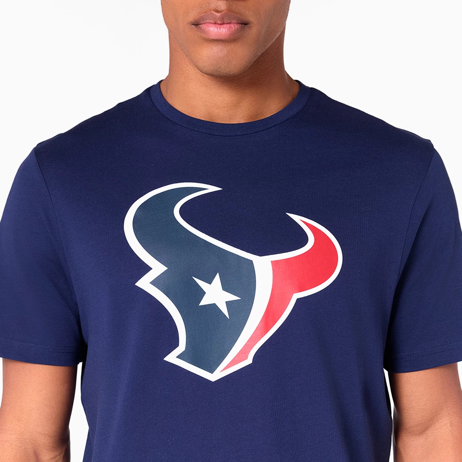 The Male model is wearing Houston Texans NFL Navy T-Shirt 2