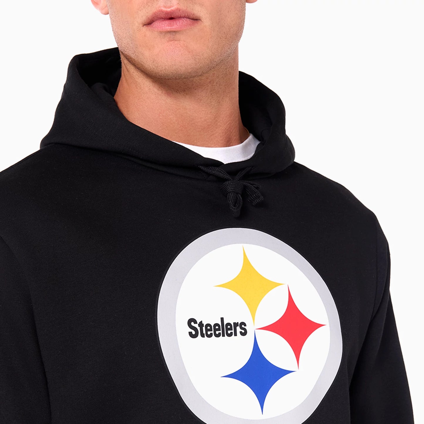 The Male model is wearing Pittsburgh Steelers NFL Black Pullover Hoodie 8