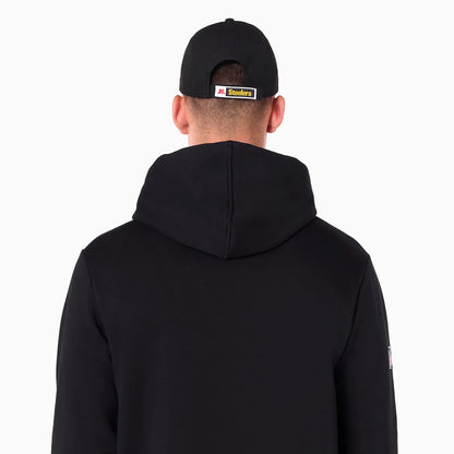 The Male model is wearing Pittsburgh Steelers NFL Black Pullover Hoodie 9