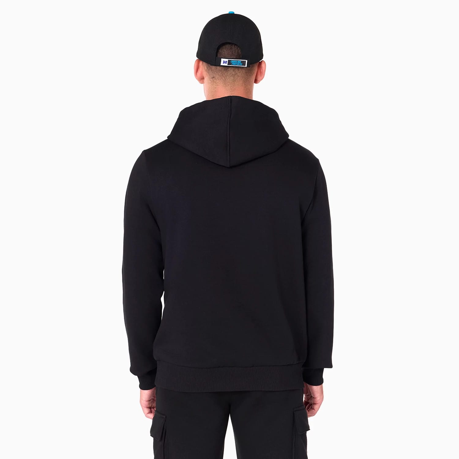The Male model is wearing Carolina Panthers NFL Black Pullover Hoodie 7
