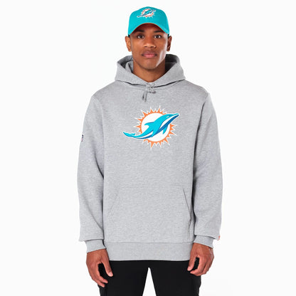 The Male model is wearing Miami Dolphins NFL Grey Pullover Hoodie 1