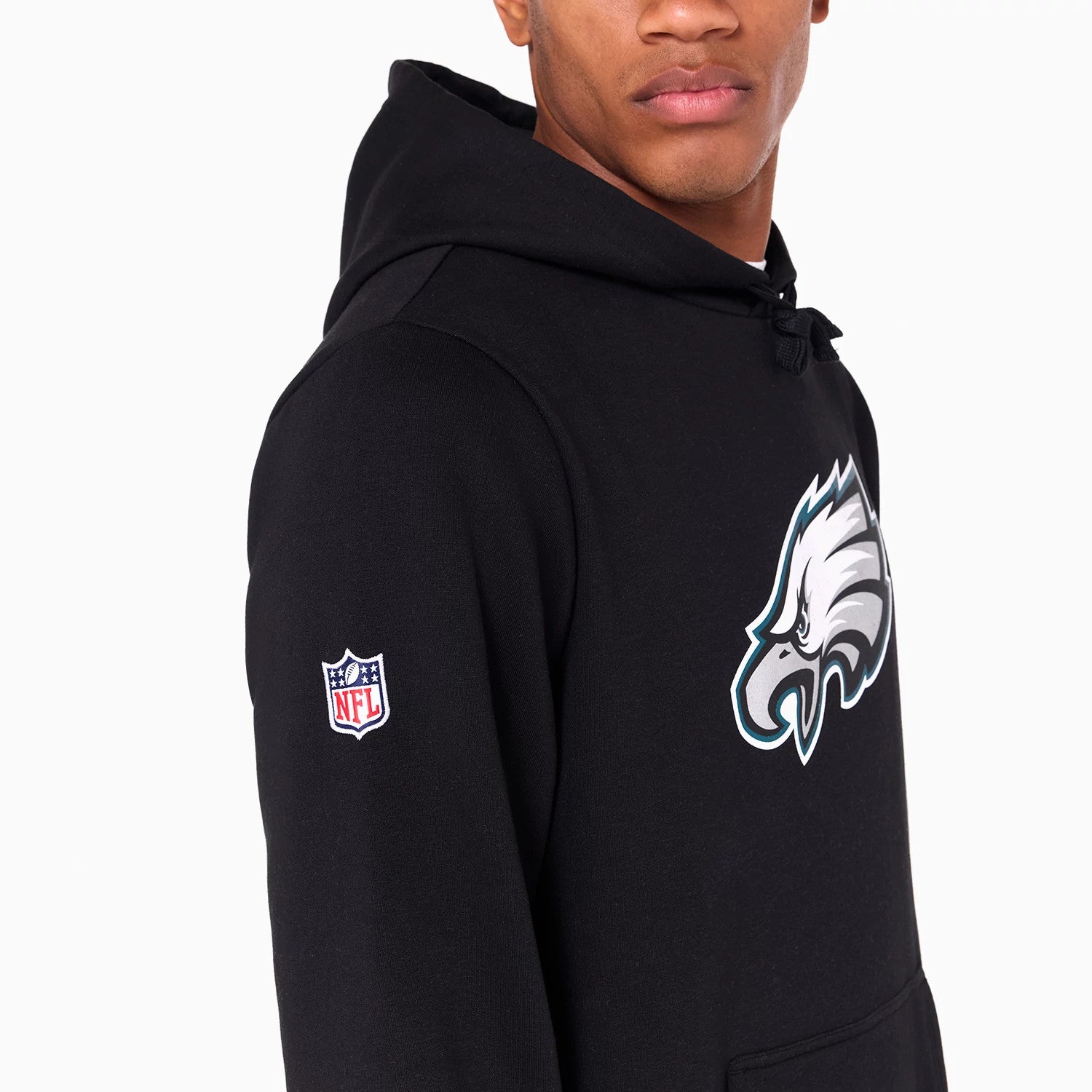 The Male model is wearing Philadelphia Eagles NFL Black Pullover Hoodie 4