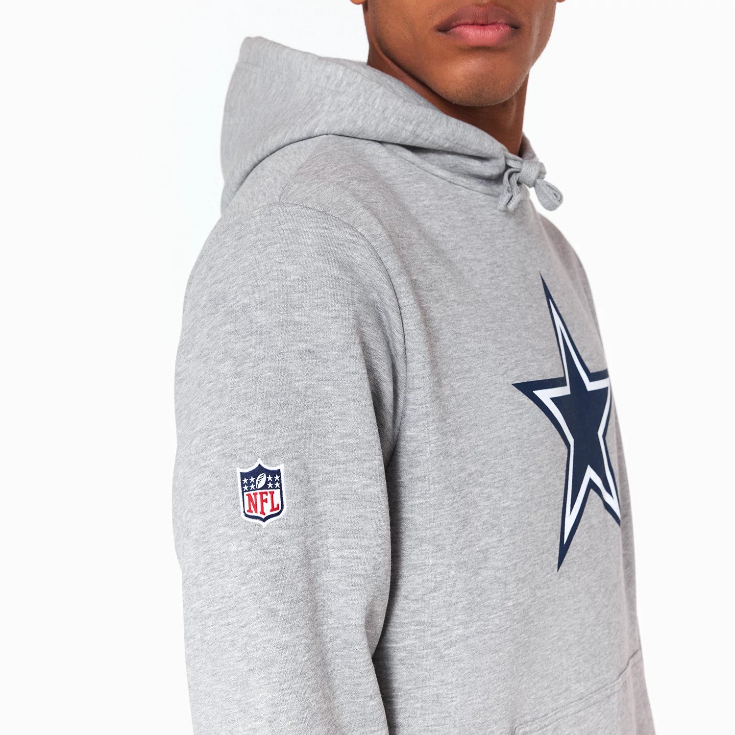 The Male model is wearing Dallas Cowboys NFL Grey Pullover Hoodie 7