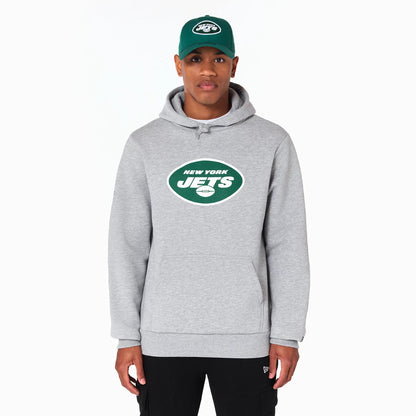 The Male model is wearing New York Jets NFL Grey Pullover Hoodie 1