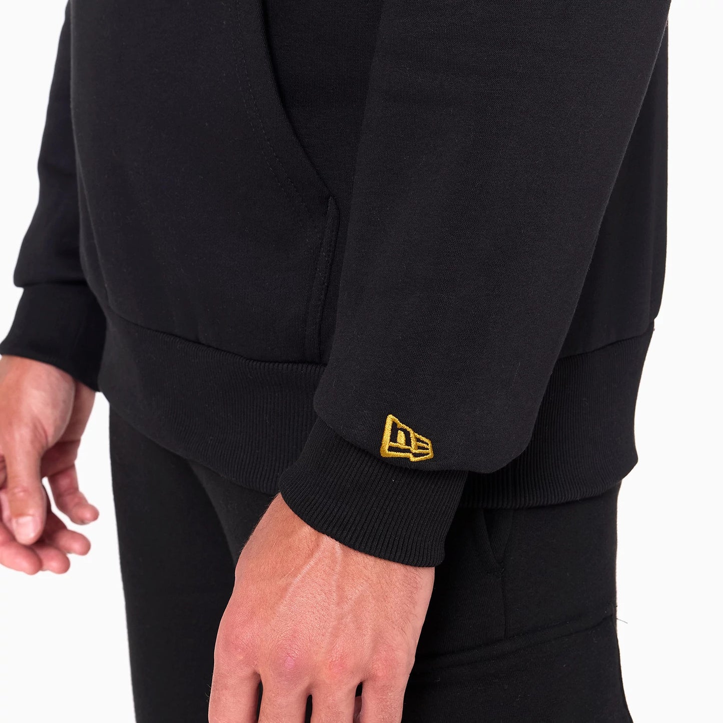 The Male model is wearing New Orleans Saints NFL Black Pullover Hoodie 7