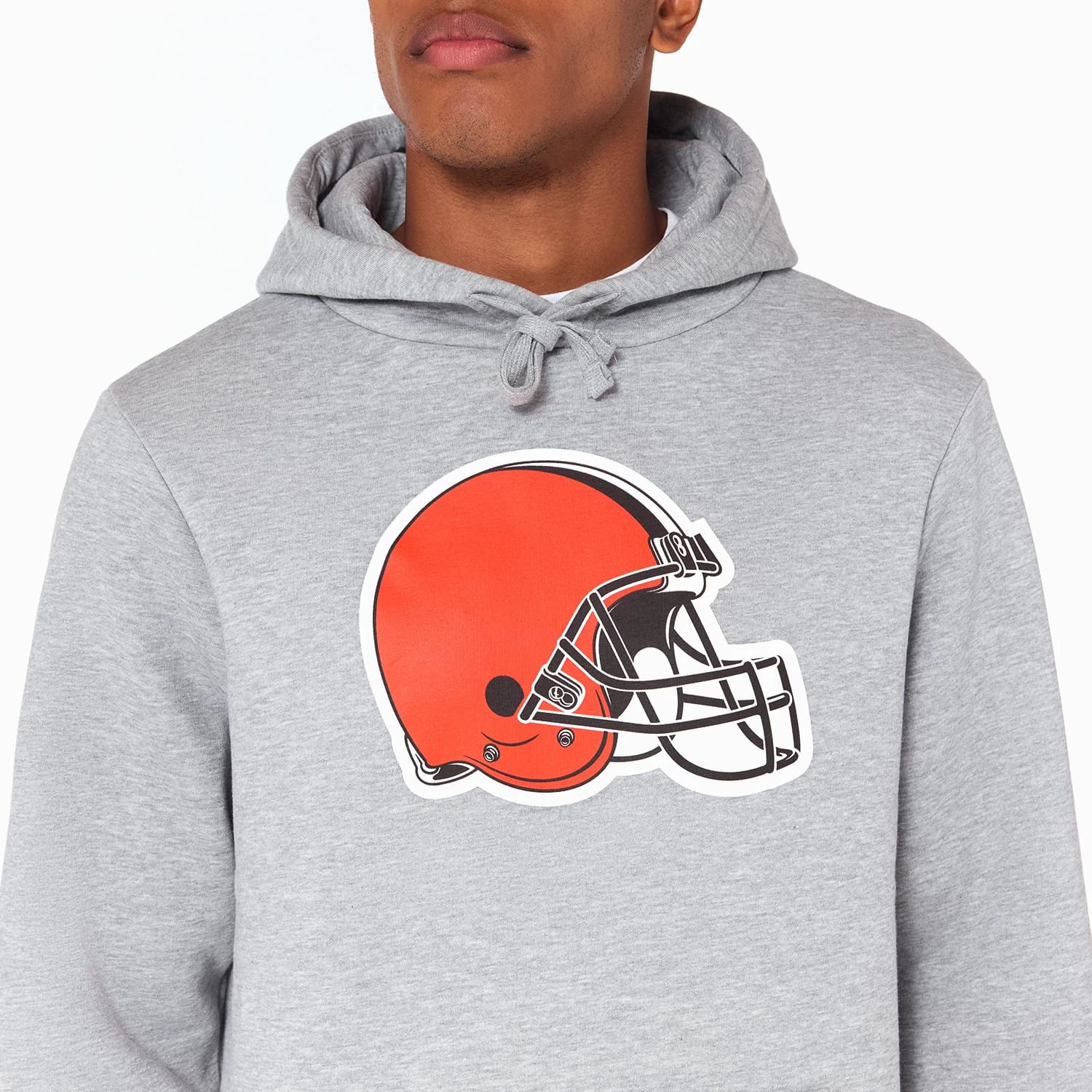 The Male model is wearing Cleveland Browns NFL Grey Pullover Hoodie 3