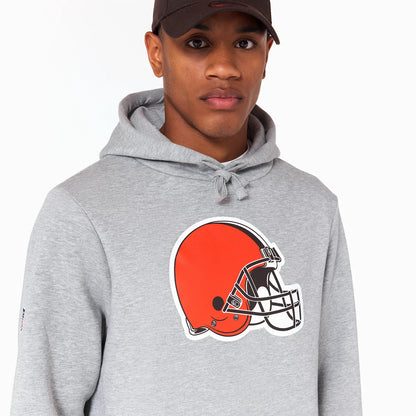 The Male model is wearing Cleveland Browns NFL Grey Pullover Hoodie 4