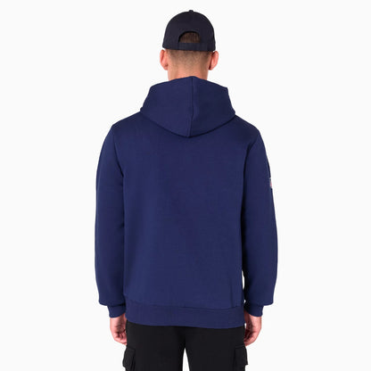 The Male model is wearing Denver Broncos NFL Navy Pullover Hoodie 2