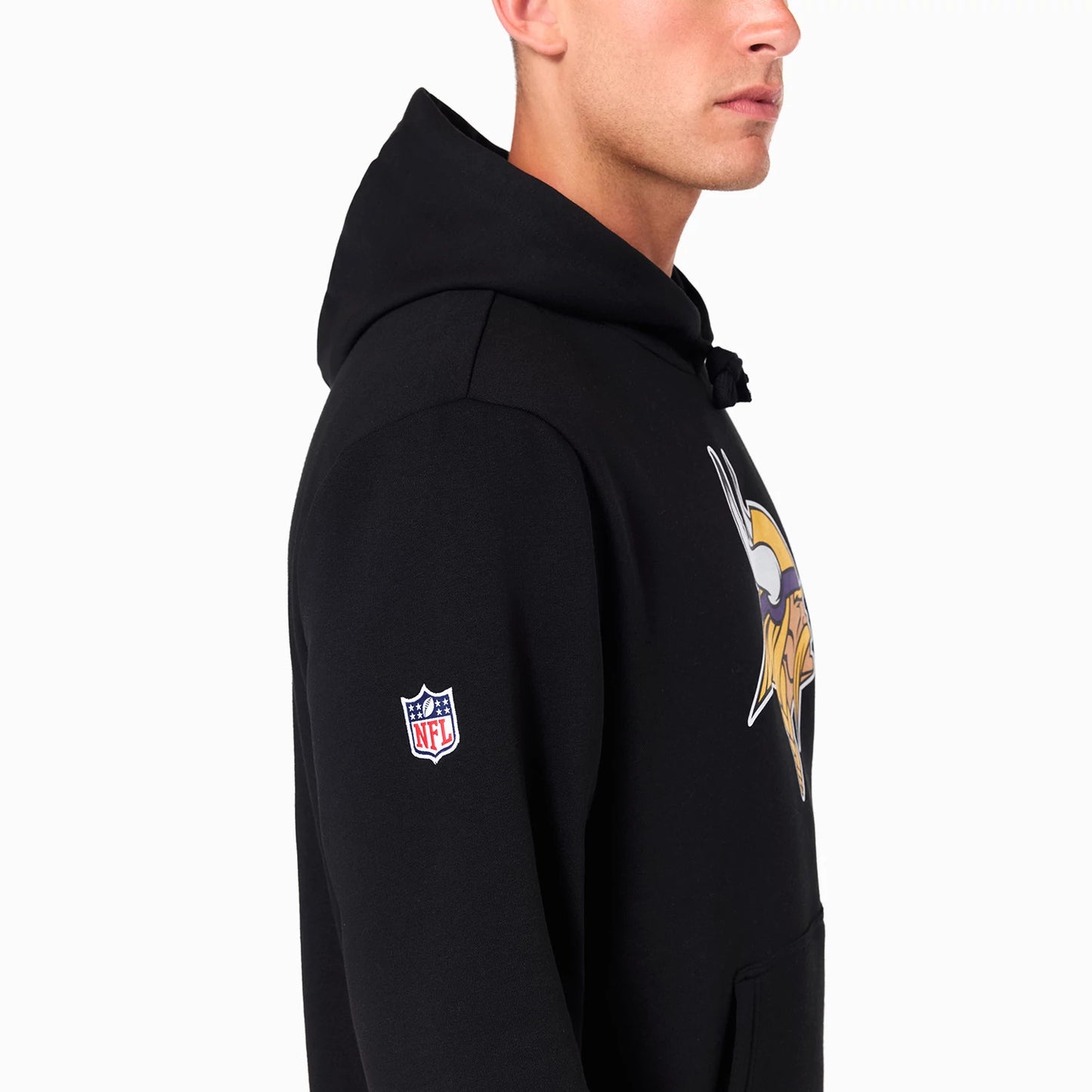 The Male model is wearing Minnesota Vikings NFL Black Pullover Hoodie 7