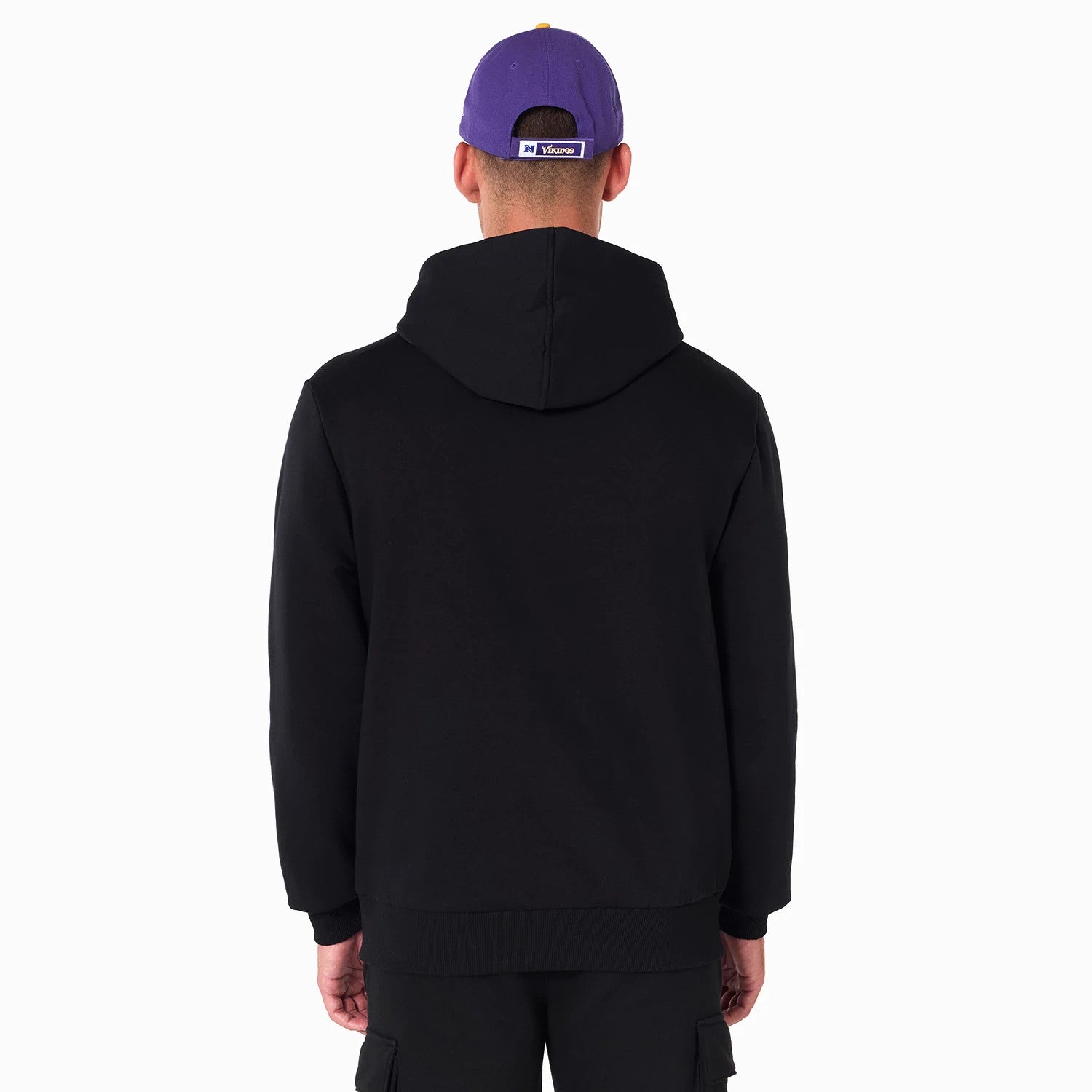The Male model is wearing Minnesota Vikings NFL Black Pullover Hoodie 2