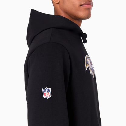 The Male model is wearing Baltimore Ravens NFL Black Pullover Hoodie 5