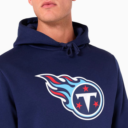 The Male model is wearing Tennessee Titans NFL Navy Pullover Hoodie 6