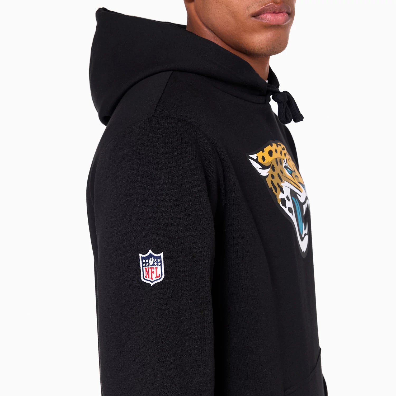 The Male model is wearing Jacksonville Jaguars NFL Black Pullover Hoodie 4