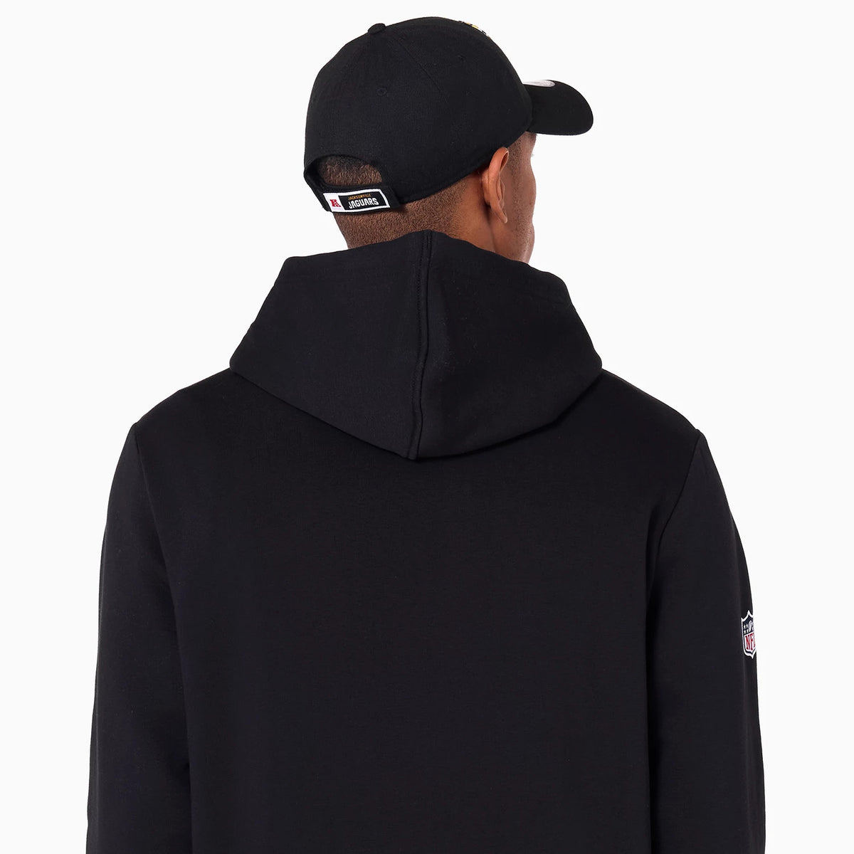 The Male model is wearing Jacksonville Jaguars NFL Black Pullover Hoodie 7