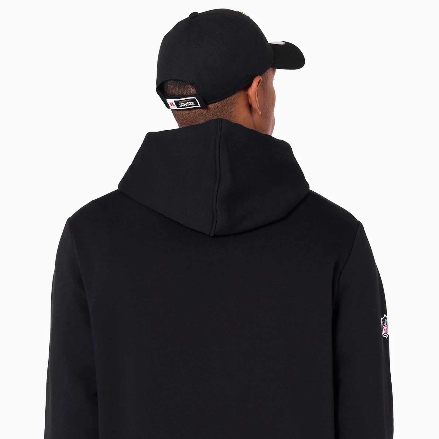 The Male model is wearing Jacksonville Jaguars NFL Black Pullover Hoodie 7