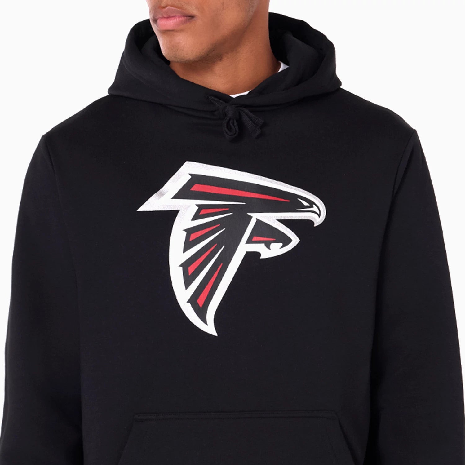The Male model is wearing Atlanta Falcons NFL Black Pullover Hoodie 4