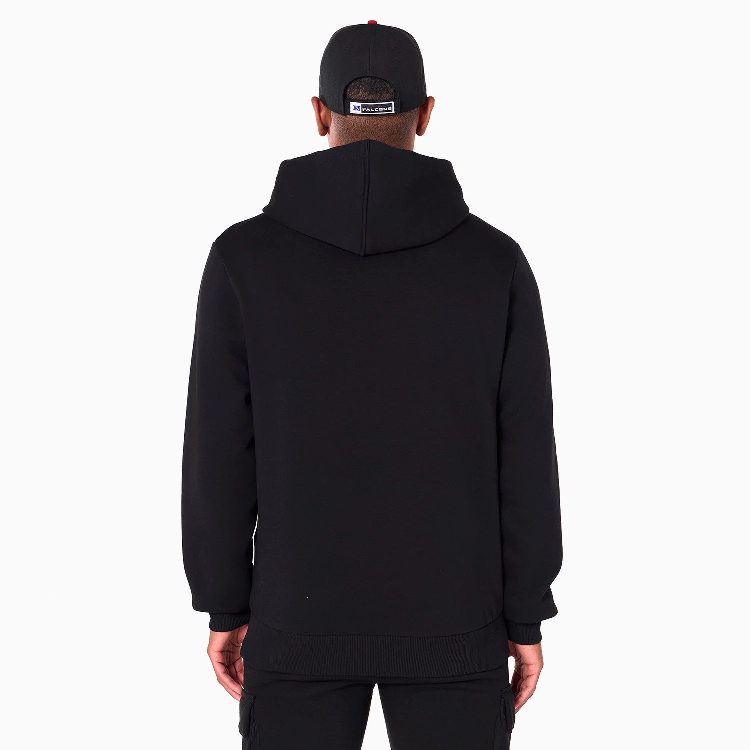 The Male model is wearing Atlanta Falcons NFL Black Pullover Hoodie 2