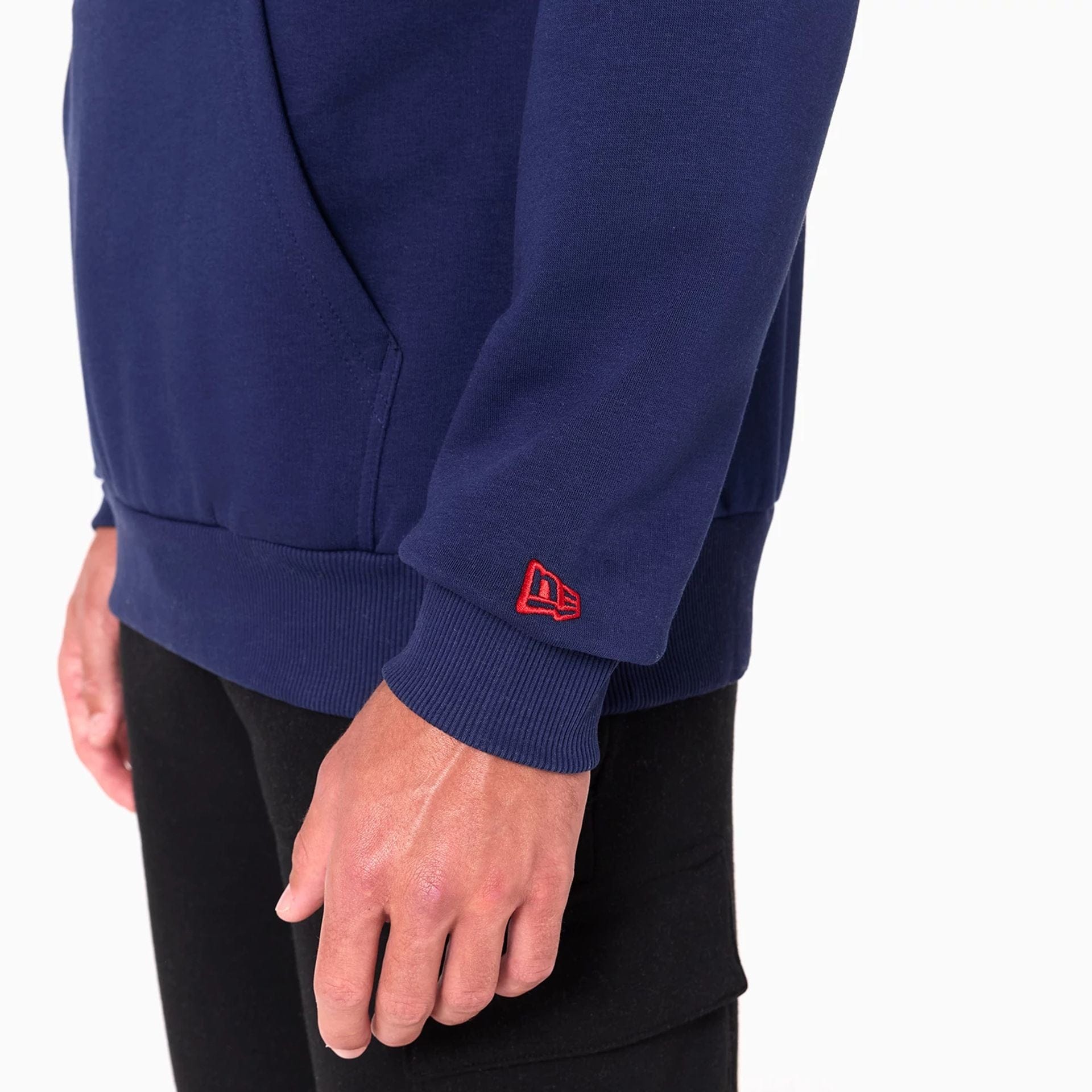 The Male model is wearing Houston Texans NFL Navy Pullover Hoodie 4