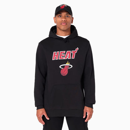 The Male model is wearing Miami Heat NBA Black Pullover Hoodie 1