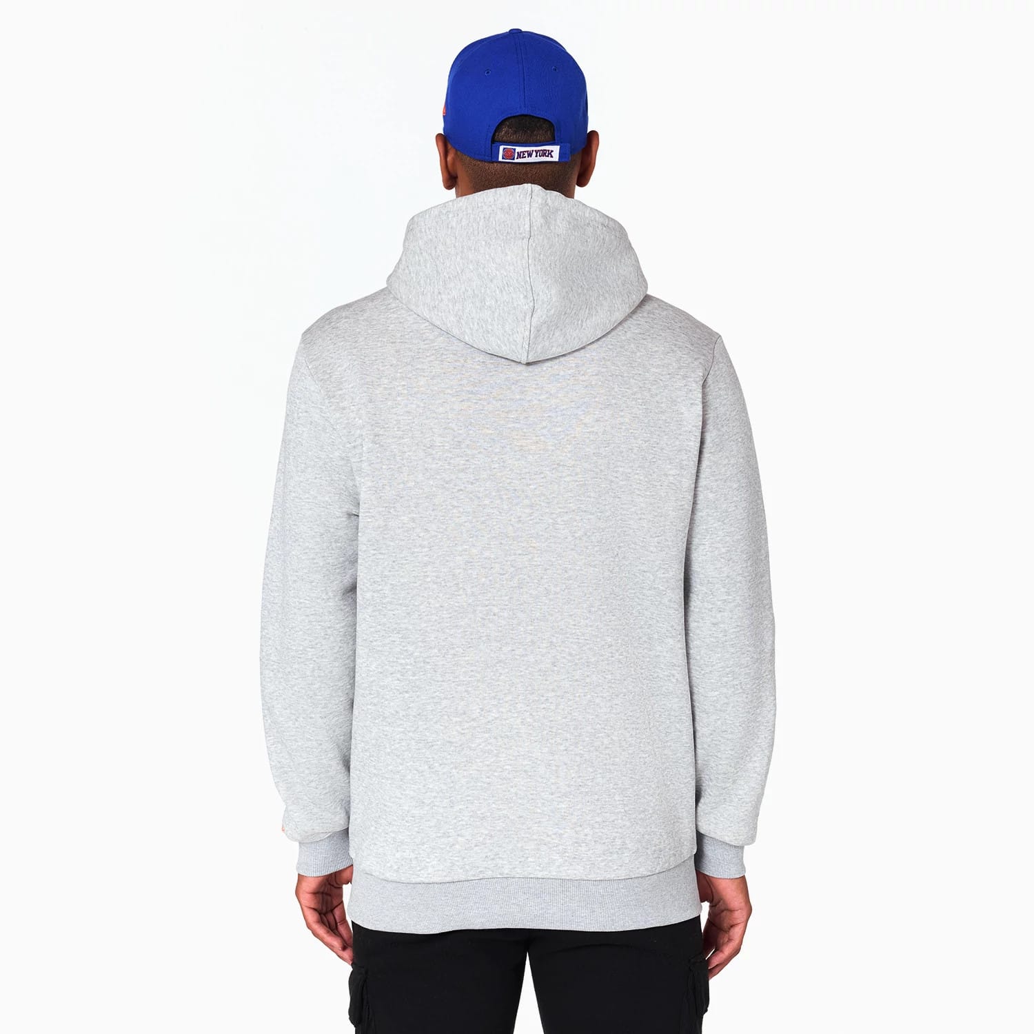 The Male model is wearing New York Knicks NBA Grey Pullover Hoodie 7