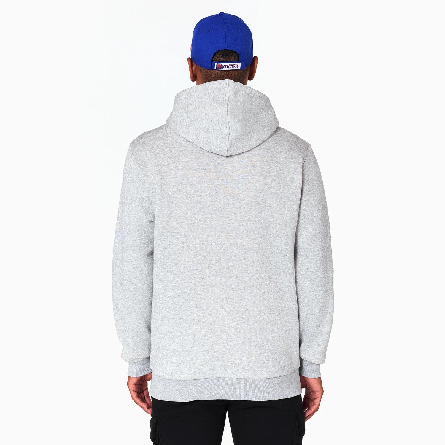 The Male model is wearing New York Knicks NBA Grey Pullover Hoodie 7