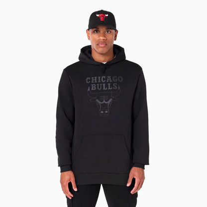 The Male model is wearing Chicago Bulls NBA Black Pullover Hoodie 1