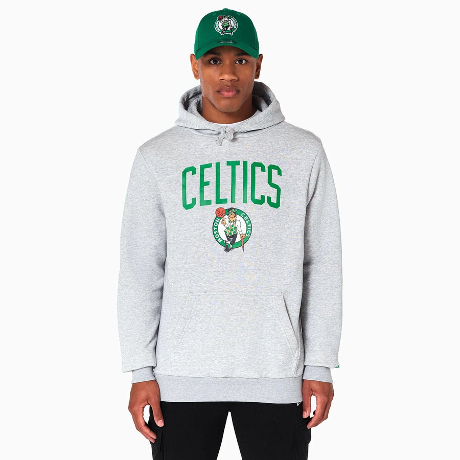 The Male model is wearing Boston Celtics NBA Grey Pullover Hoodie 1