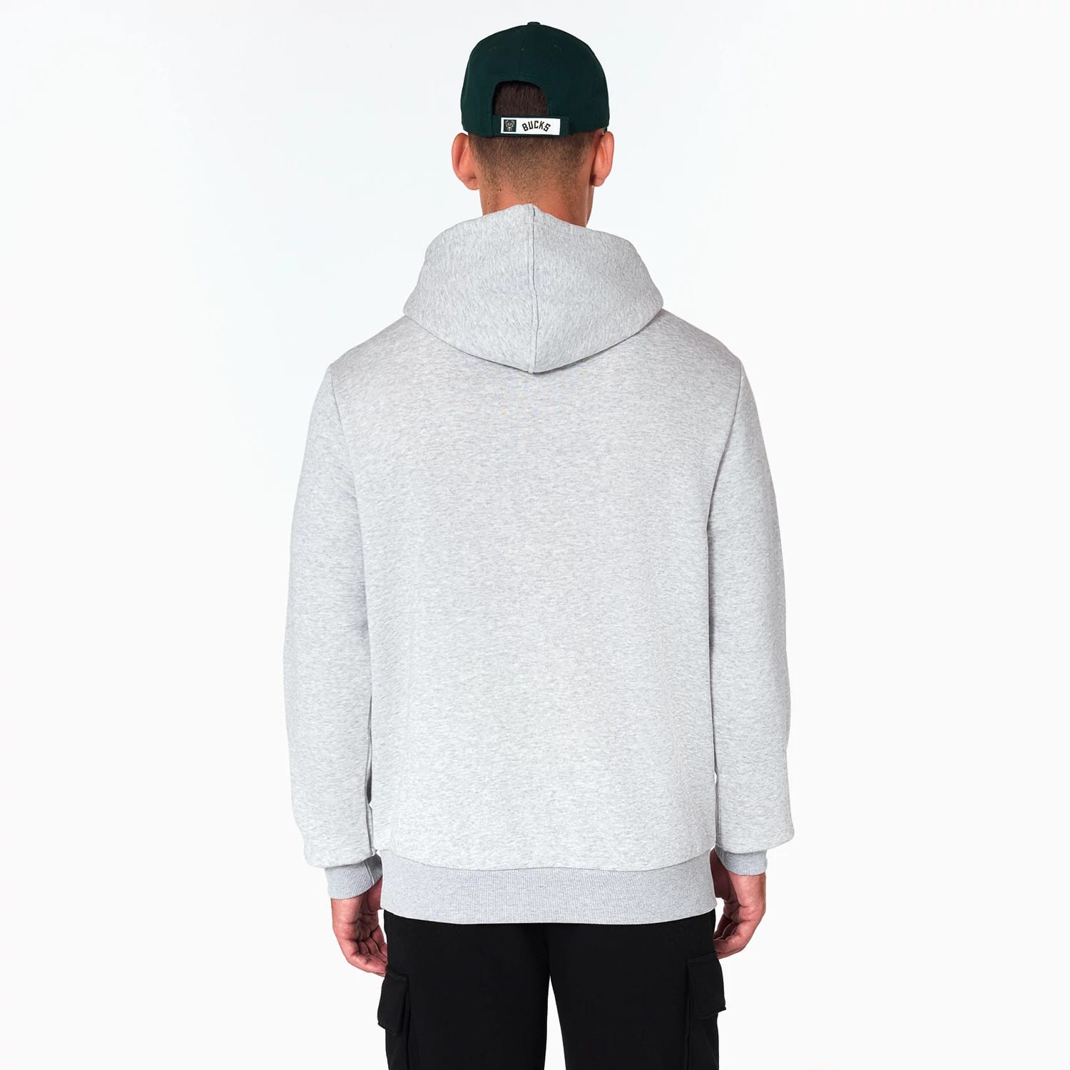 The Male model is wearing Milwaukee Bucks NBA Grey Pullover Hoodie 7
