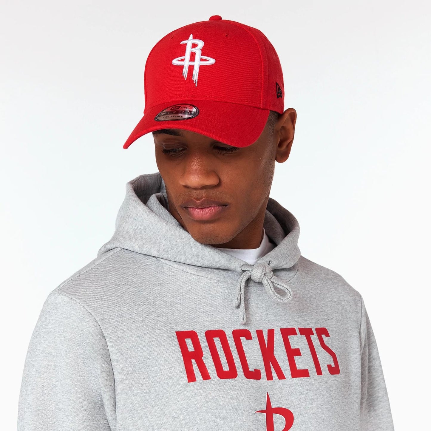 The Male model is wearing Houston Rockets NBA Grey Pullover Hoodie 5