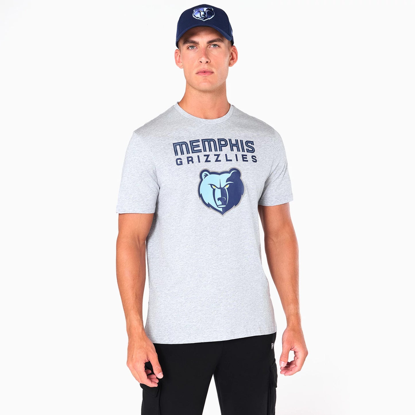 The Male model is wearing Memphis Grizzlies NBA Grey T-Shirt 1