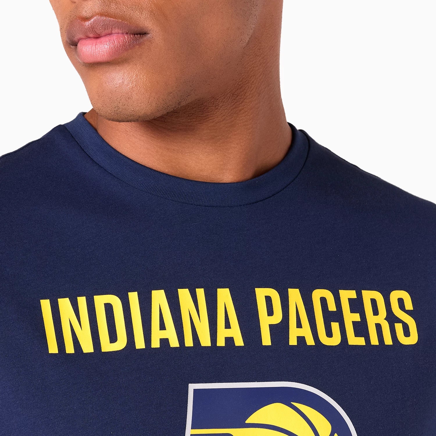 The Male model is wearing Indiana Pacers Graphic NBA Navy T-Shirt 4