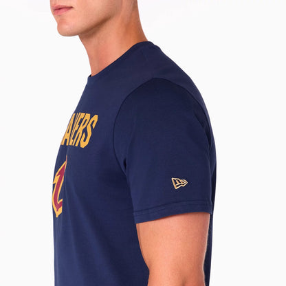 The Male model is wearing Cleveland Cavaliers NBA Navy T-Shirt 4