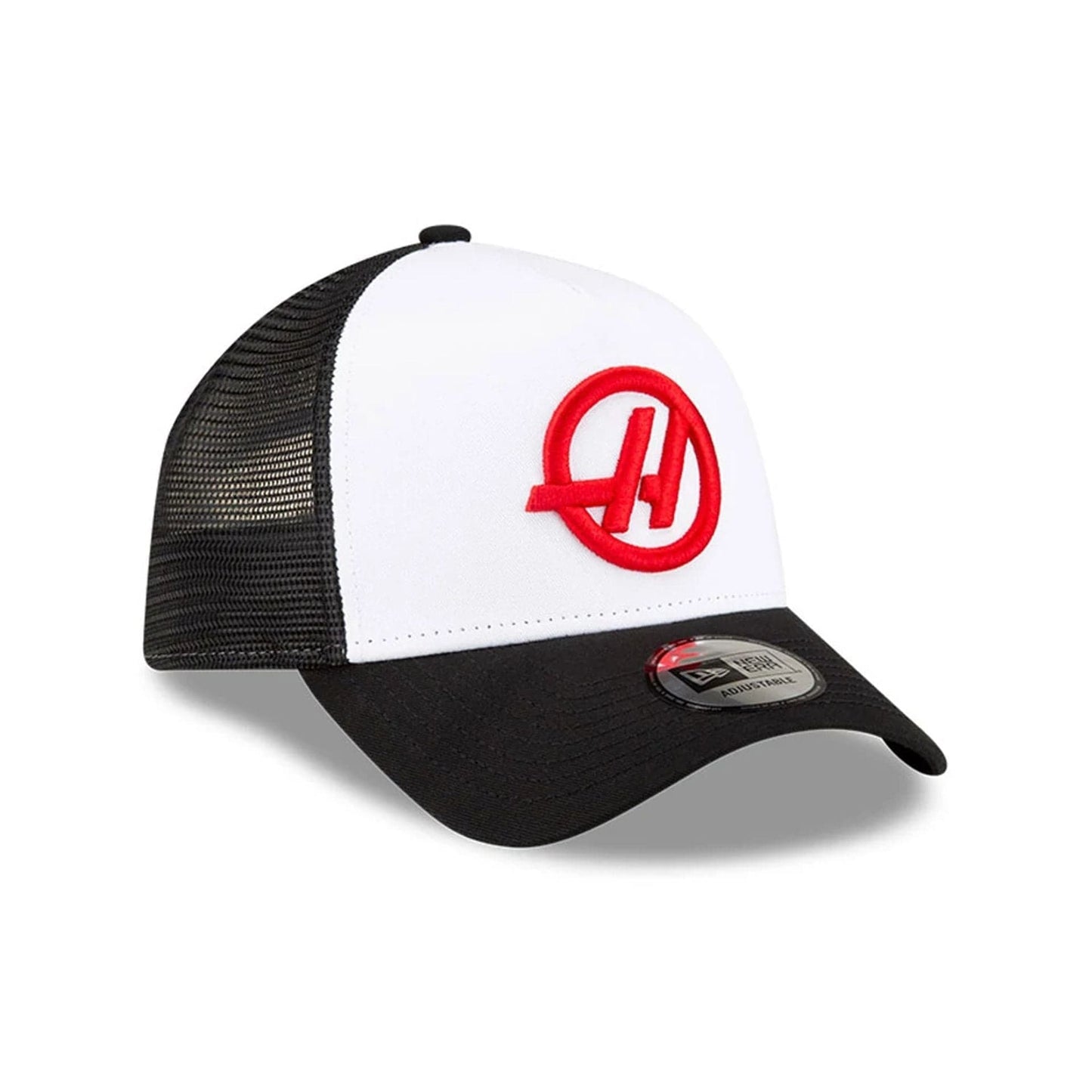 This is a Haas Formula 1 Black E-Frame Trucker Cap 3