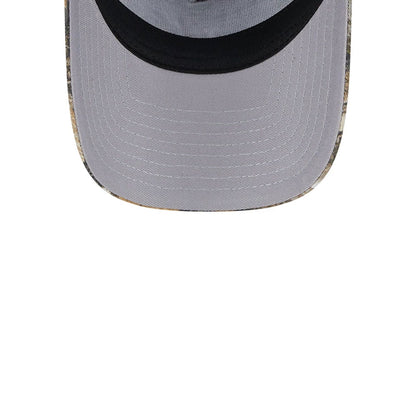 Pictured is this MLB Realtree Camo LA Dodgers 9FORTY A-Frame Trucker Adjustable cap in dark blue. 2