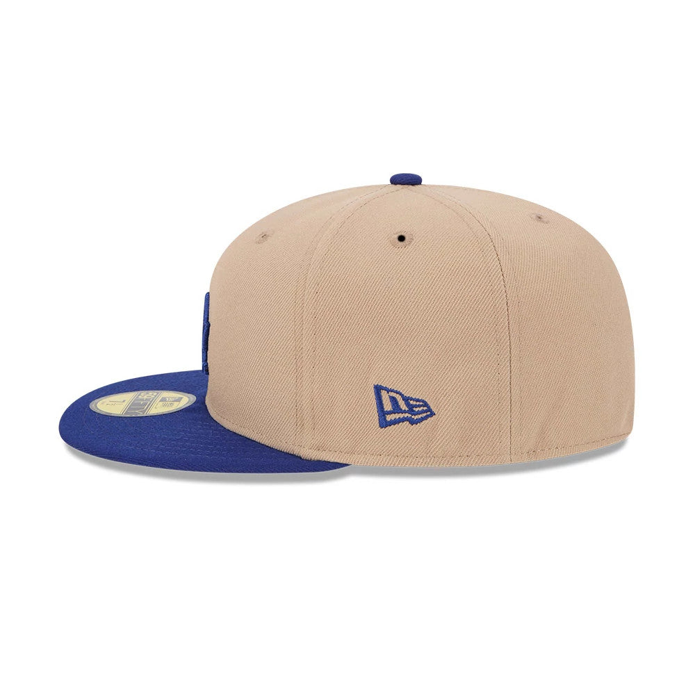 Pictured is this MLB Evergreen LA Dodgers 59FIFTY Fitted cap in light beige. 5
