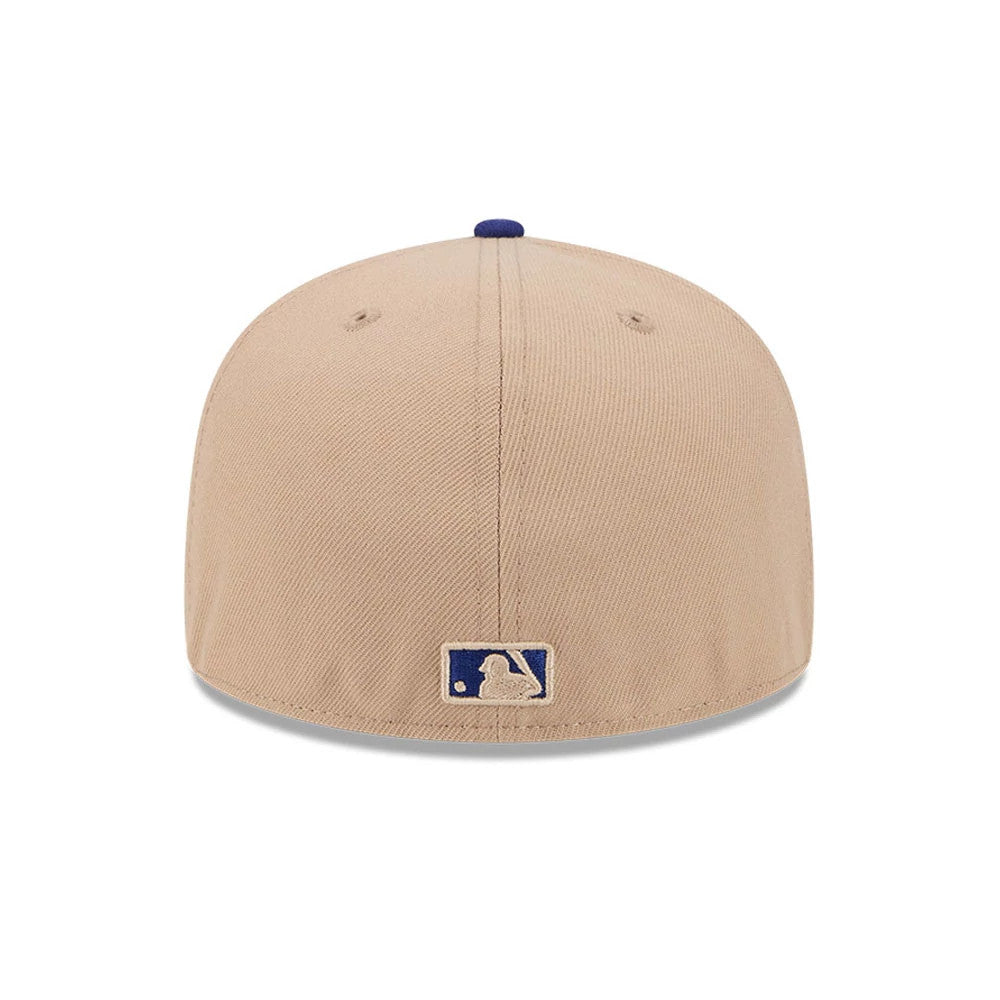 Pictured is this MLB Evergreen LA Dodgers 59FIFTY Fitted cap in light beige. 7