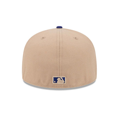 Pictured is this MLB Evergreen LA Dodgers 59FIFTY Fitted cap in light beige. 7