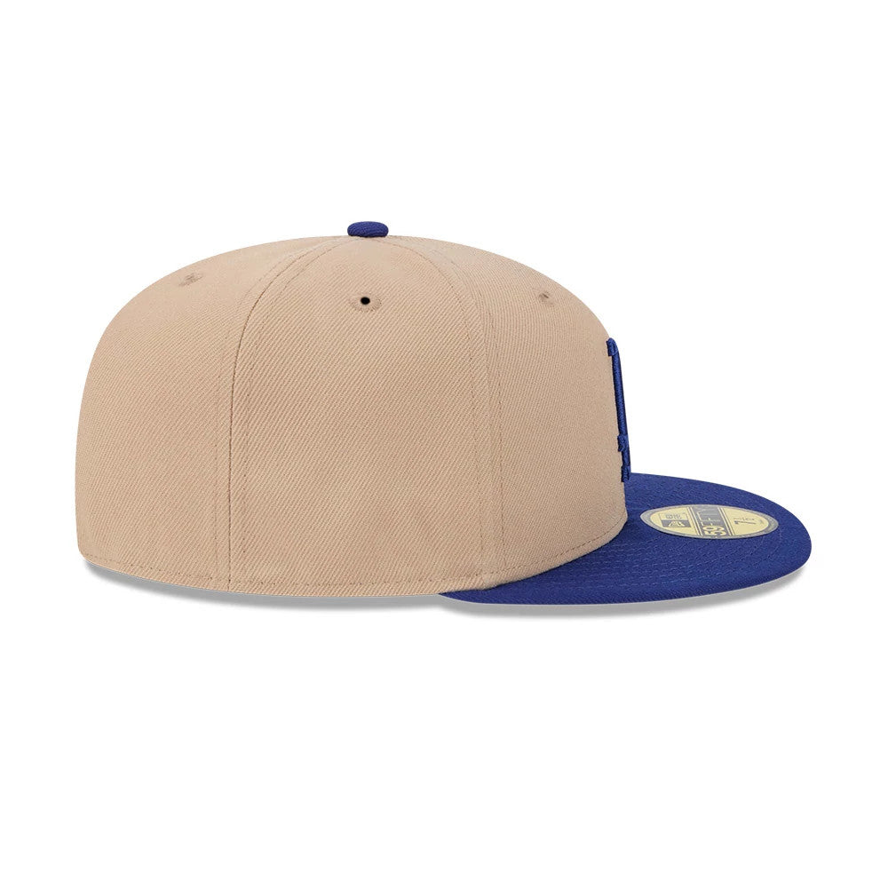 Pictured is this MLB Evergreen LA Dodgers 59FIFTY Fitted cap in light beige. 6