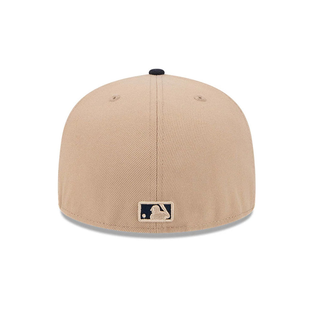 Pictured is this MLB Evergreen Boston Red Sox 59FIFTY Fitted cap in light beige. 7
