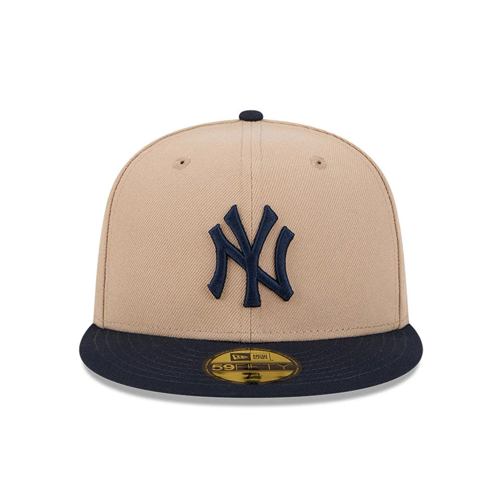 Pictured is this MLB Evergreen New York Yankees 59FIFTY Fitted cap in light beige. 3
