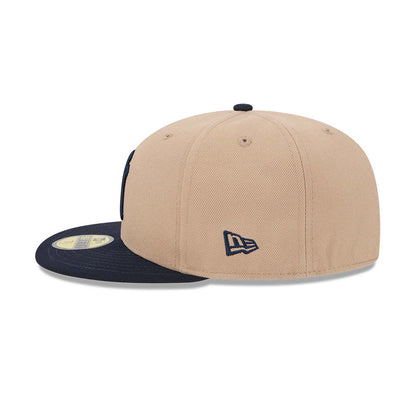 Pictured is this MLB Evergreen New York Yankees 59FIFTY Fitted cap in light beige. 5