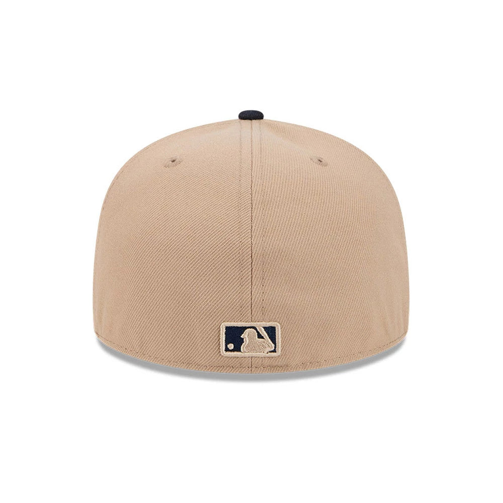 Pictured is this MLB Evergreen New York Yankees 59FIFTY Fitted cap in light beige. 7