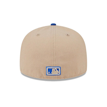 Pictured is this MLB Evergreen Atlanta Braves 59FIFTY Fitted cap in light beige. 7