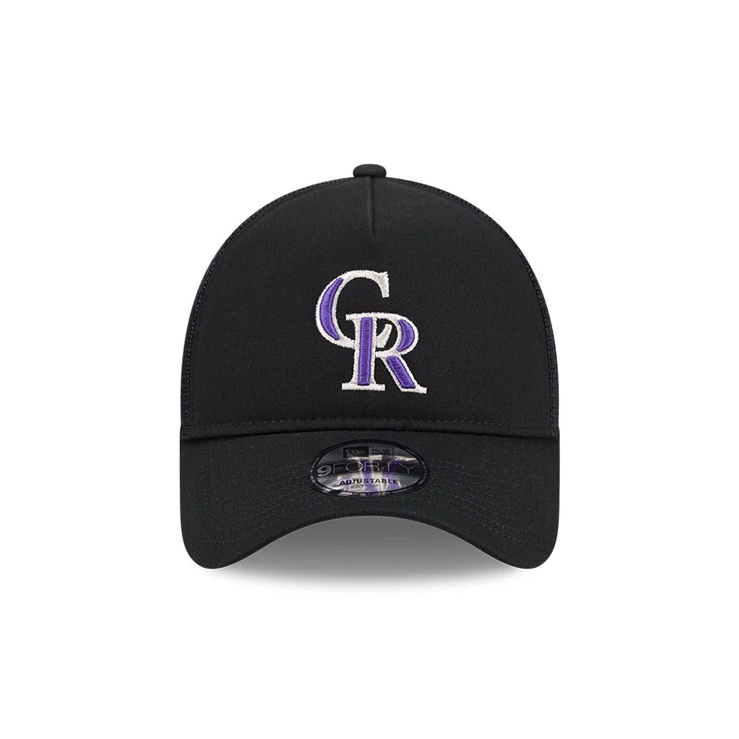 Pictured is this MLB Evergreen Colorado Rockies 9FORTY A-Frame cap in black. 2