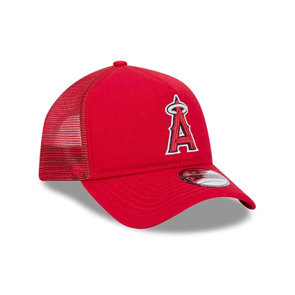 Pictured is this MLB Evergreen LA Angels 9FORTY A-Frame cap in red. 3