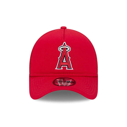 Pictured is this MLB Evergreen LA Angels 9FORTY A-Frame cap in red. 2