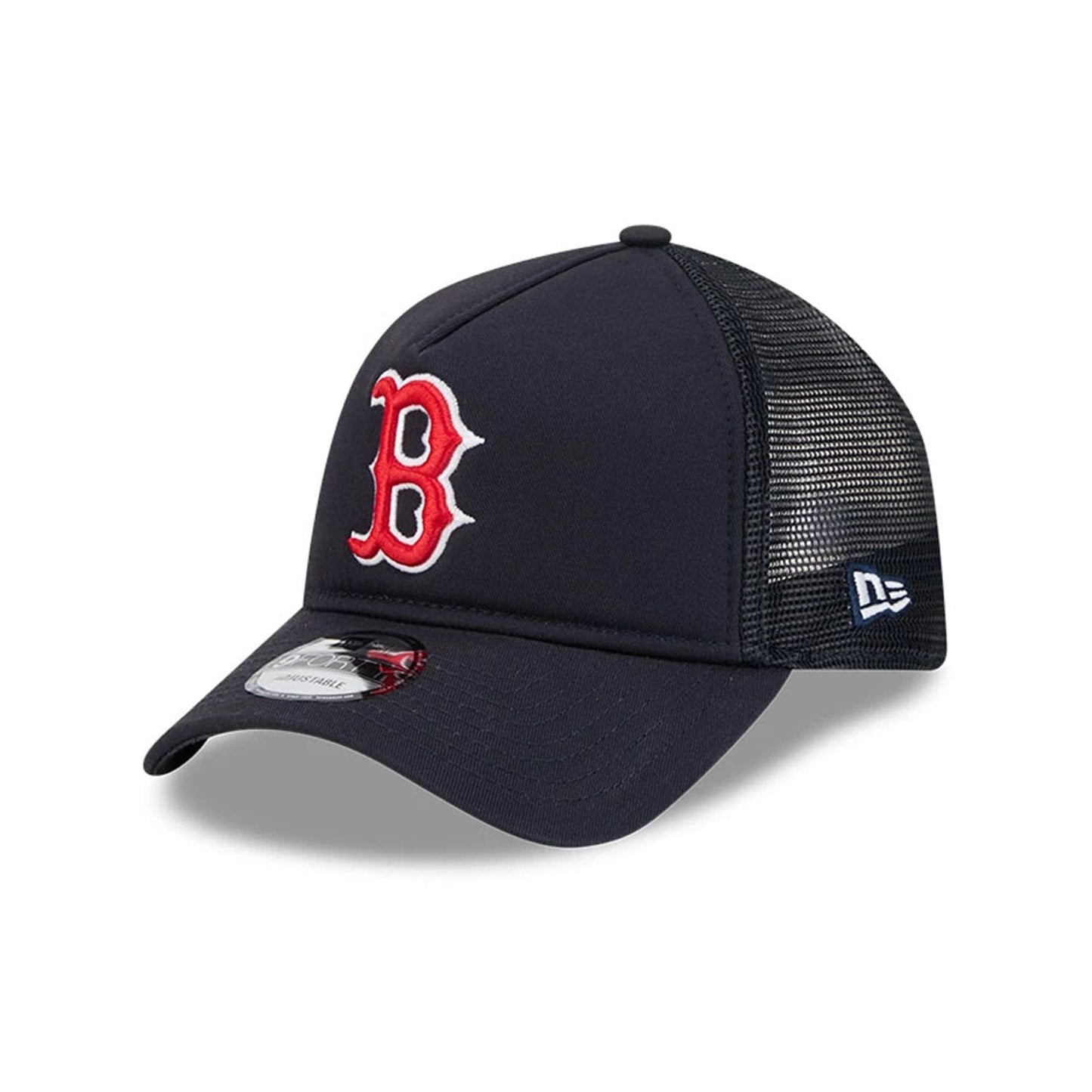 Pictured is this MLB Evergreen Boston Red Sox 9FORTY A-Frame cap in navy. 1