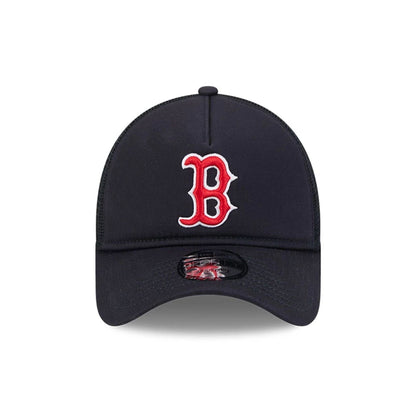 Pictured is this MLB Evergreen Boston Red Sox 9FORTY A-Frame cap in navy. 2