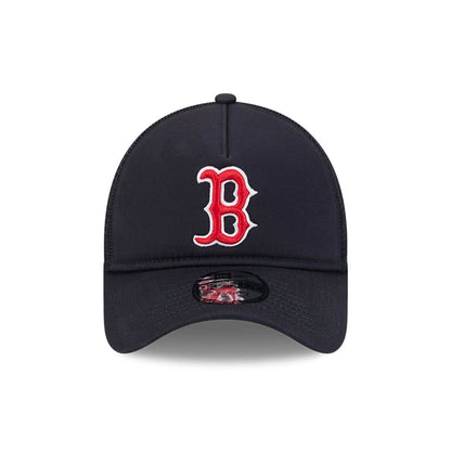 Pictured is this MLB Evergreen Boston Red Sox 9FORTY A-Frame cap in navy. 2